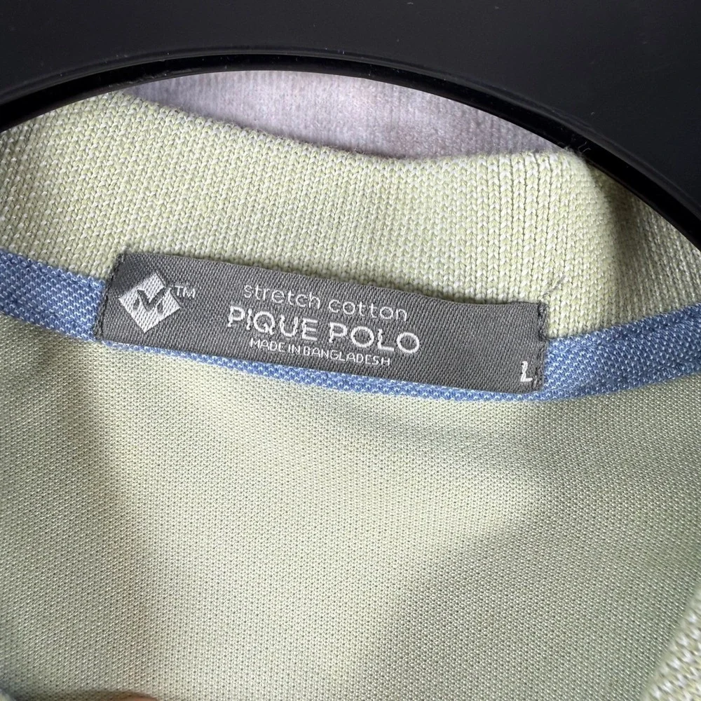 Member's Mark Pique Polo Men Large Mint Garden Green Stretch Cotton Casual Prep‎